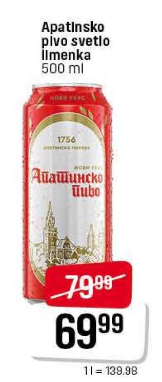 Apatinsko pivo svetlo limenka