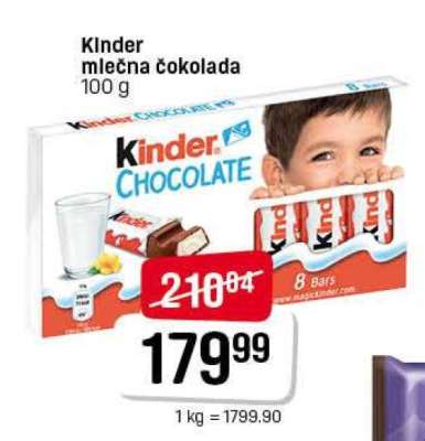 Kinder mléčna čokolada