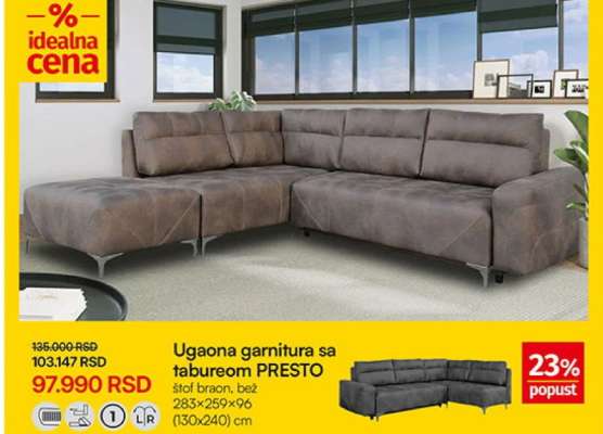 Ugaona garnitura sa tabureom PRESTO