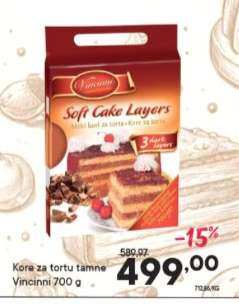 Kore za tortu tamne Vincinni 700 g
