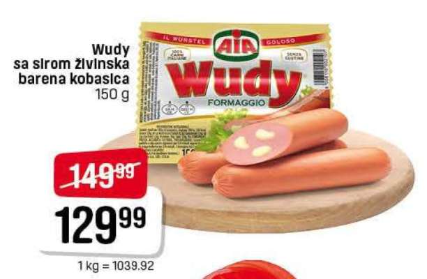 Wudy sa sirom živinska barena kobasica