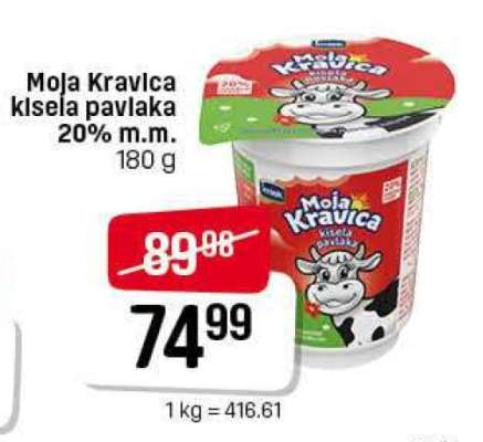 Moja Kravica kisela pavlaka 20% m.m.