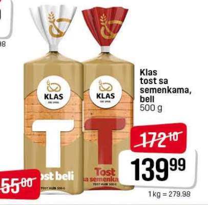 Klas tost sa semenkama, beli