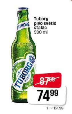 Tuborg pivo svetlo staklo