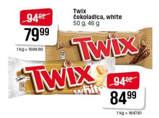 Twix čokoladica, white