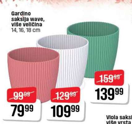 Gardino saksija wave, više veličina