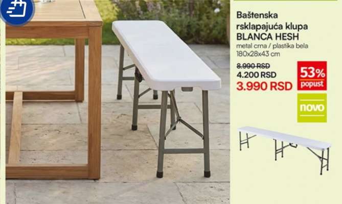 Baštenska rsklapajuća klupa BLANCA HESH