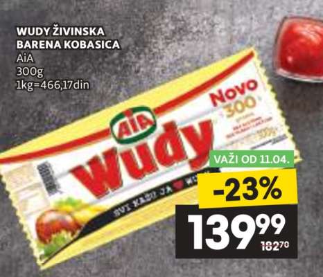 WUDY živinska barena kobasica