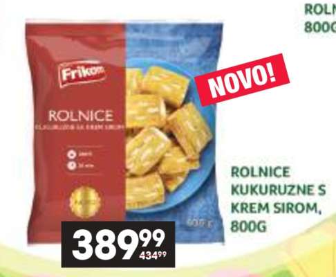 ROLNICE KUKURUZNE S KREM SIROM, 800G