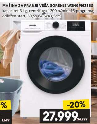 MAŠINA ZA PRANJE VEŠA GORENJE W3NGPI62SBS