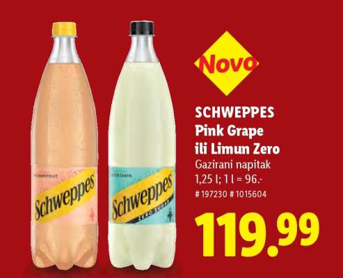SCHWEPPES Pink Grape ili Limun Zero