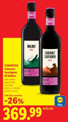 CIMAROSA Cabernet Sauvignon ili Malbec