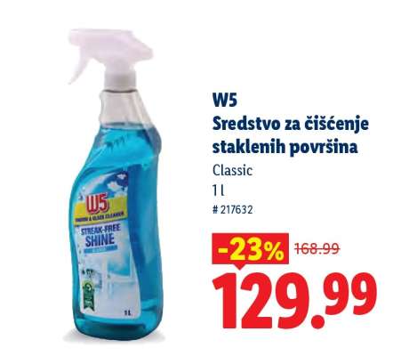 W5 Sredstvo za čišćenje staklenih površina