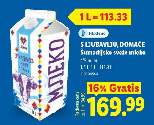 S ljubavlju, domaće Šumadijsko sveže mleko