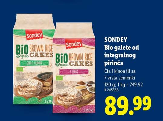 Sondey Bio galete od integralnog pirinča