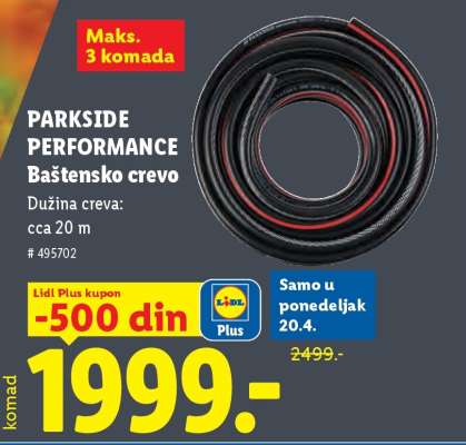 PARKSIDE PERFORMANCE Baštensko crevo