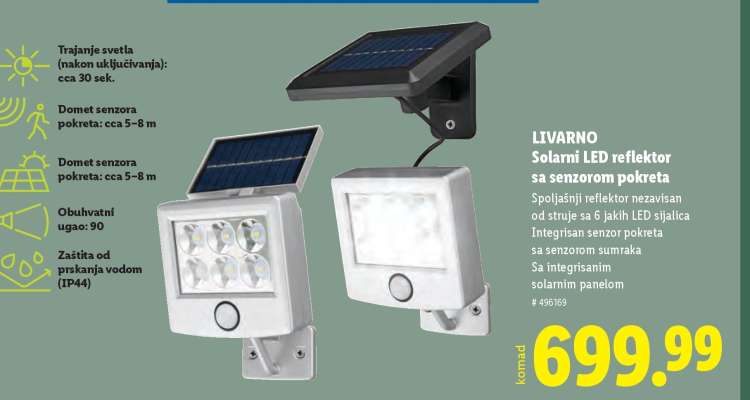 LIVARNO Solarni LED reflektor sa senzorom pokreta
