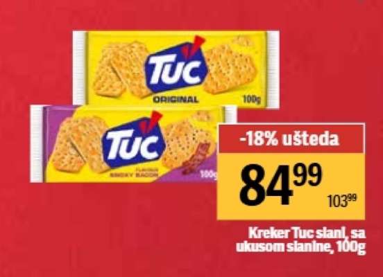 Kreker Tuc slani, sa ukusom slanine, 100g