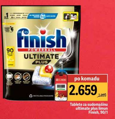 Tablete za sudomašinu ultimate plus limun Finish, 90/1