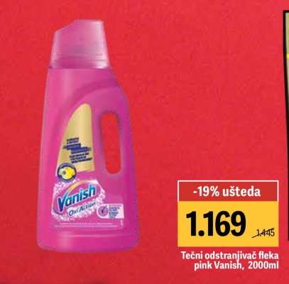 Tečni odstranjivač fleka pink Vanish, 2000ml