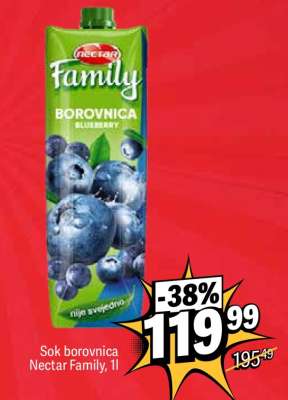 Sok borovnica Nectar Family, 1l