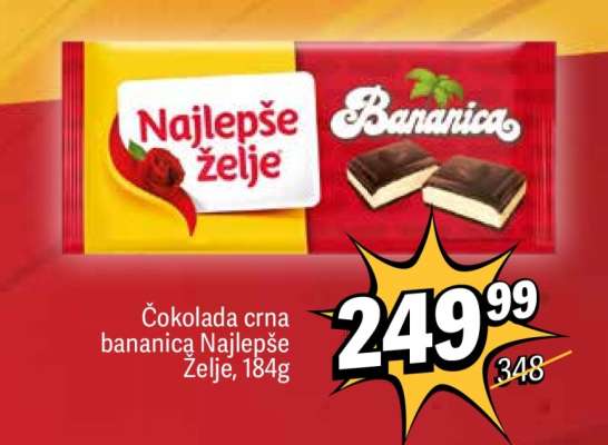 Čokolada crna Bananica Najlepše želje, 184g