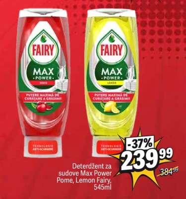 Deterdžent za sudove Max Power Pome, Lemon Fairy, 545ml
