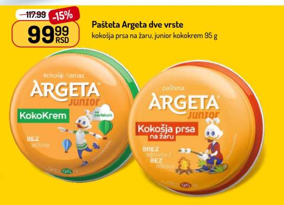 PAŠTETA ARGETA dve vrste