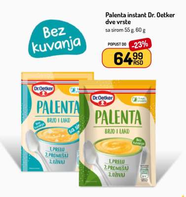 Palenta instant Dr. Oetker dve vrste