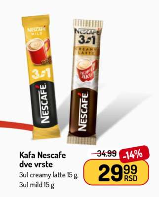 Kafa Nescafe dve vrste