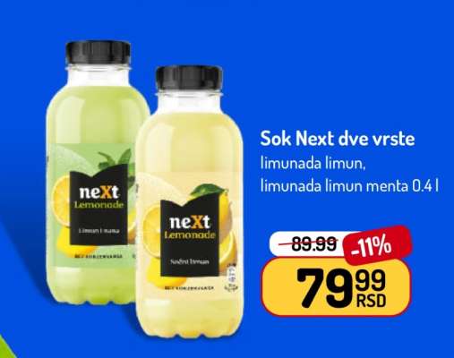 Sok Next dve vrste