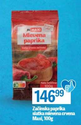 Začinska paprika slatka mlevena crvena Maxi, 100g