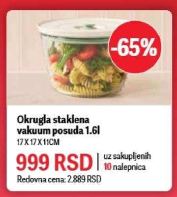 Okrugla staklena vakuum posuda 1.6l