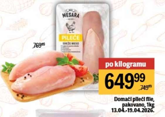 Domaći pileći file, pakovano, 1kg