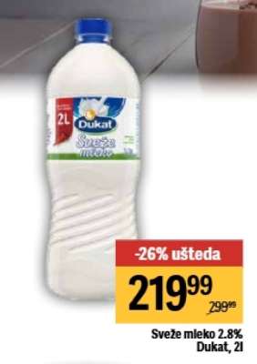 Svěže mleko 2.8% Dukat, 2l