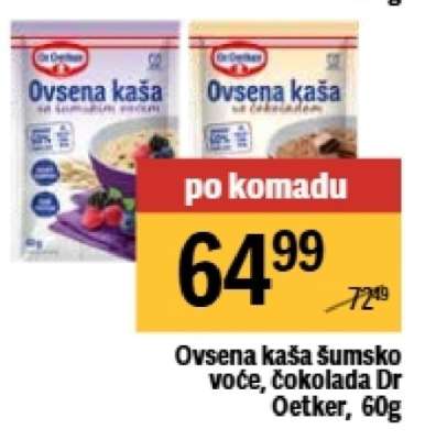 Ovsena kaša šumsko voće, čokolada Dr Oetker, 60g