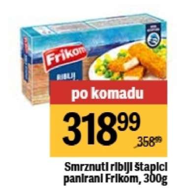 Smrznuti riblji štapici panirani Frikom , 300g