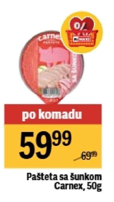 Pašteta sa šunkom Carnex, 50g