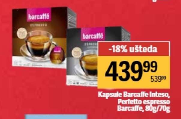 Kapsule Barcaffe Inteso, Perfetto espresso Barcaffe, 80g/70g