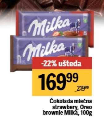 Čokolada mlečna strawbery, Oreo brownle Milka, 100g