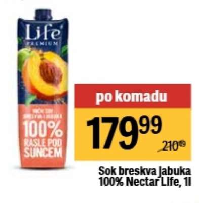 Sok breskva, jabuka 100% Nectar Life 1l