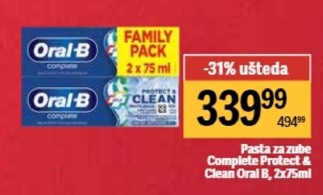 Pasta za zube Complete Protect & Clean Oral B, 2x75ml