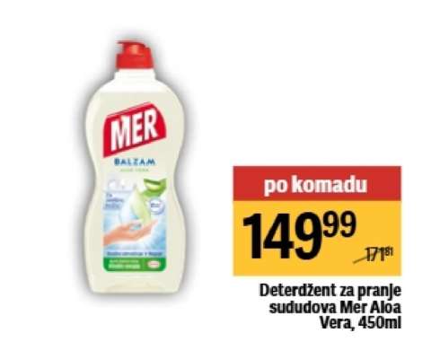 Deterdžent za pranje sududova Mer Aloa Vera, 450ml