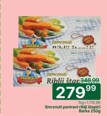 Smrznuti panirani riblji štapići Barka 250g