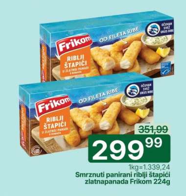 Smrznuti panirani riblji štapići zlatnapanada Frikom 224g