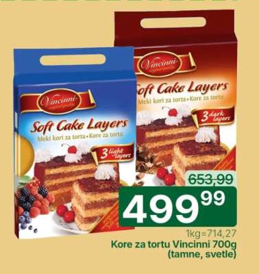 KORE ZA TORTU Vincinni 700g