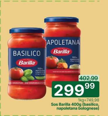 Sos Barilla 400g (basilico, napoletana bolognese)