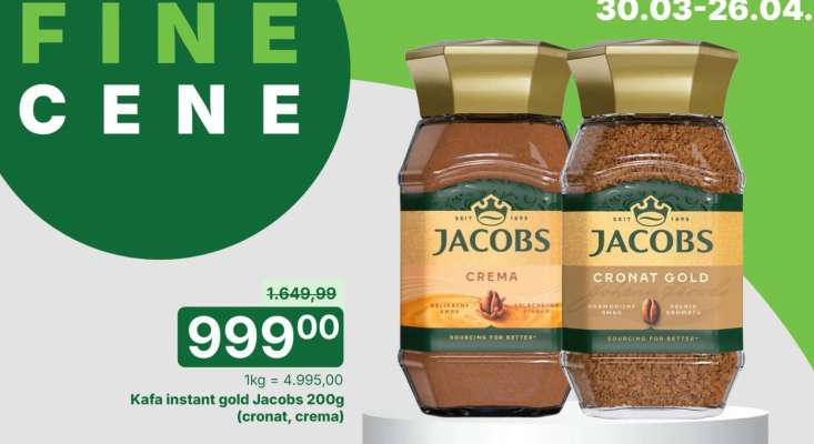 Kafa instant gold Jacobs 200g (cronat, crema)