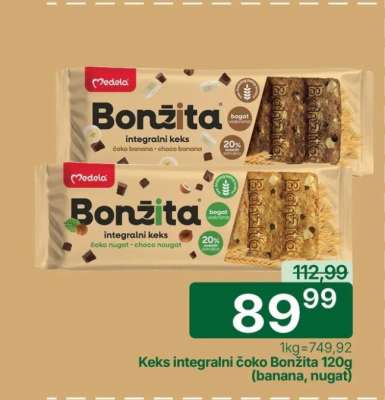Keks integralni čoko Bonžita 120g