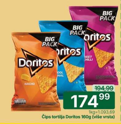 Čips tortilja Doritos 160g